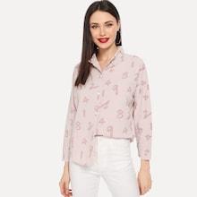 Shein Number Print Single Breasted Shirt