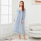 Shein Eyelash Lace Trim Ruffle Nightdress