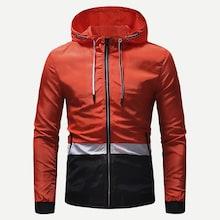 Shein Men Contrast Panel Windbreaker Hooded Jacket