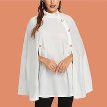 Shein Double Button Mock Neck Poncho Coat