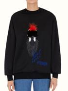 Shein Black Round Neck Autograph Embroidered Sweatshirt