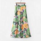 Shein Foliage Print Overlap Front Wide Pants