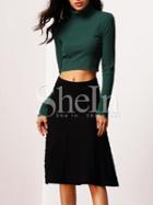 Shein Green High Neck Crop T-shirt