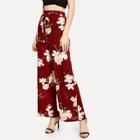 Shein Tie Waist Wide Leg Floral Pants