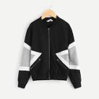 Shein Girls Cut And Sew Zip Up Bomber Jacket