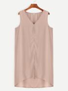 Shein Khaki V Neck High Low Tank Dress