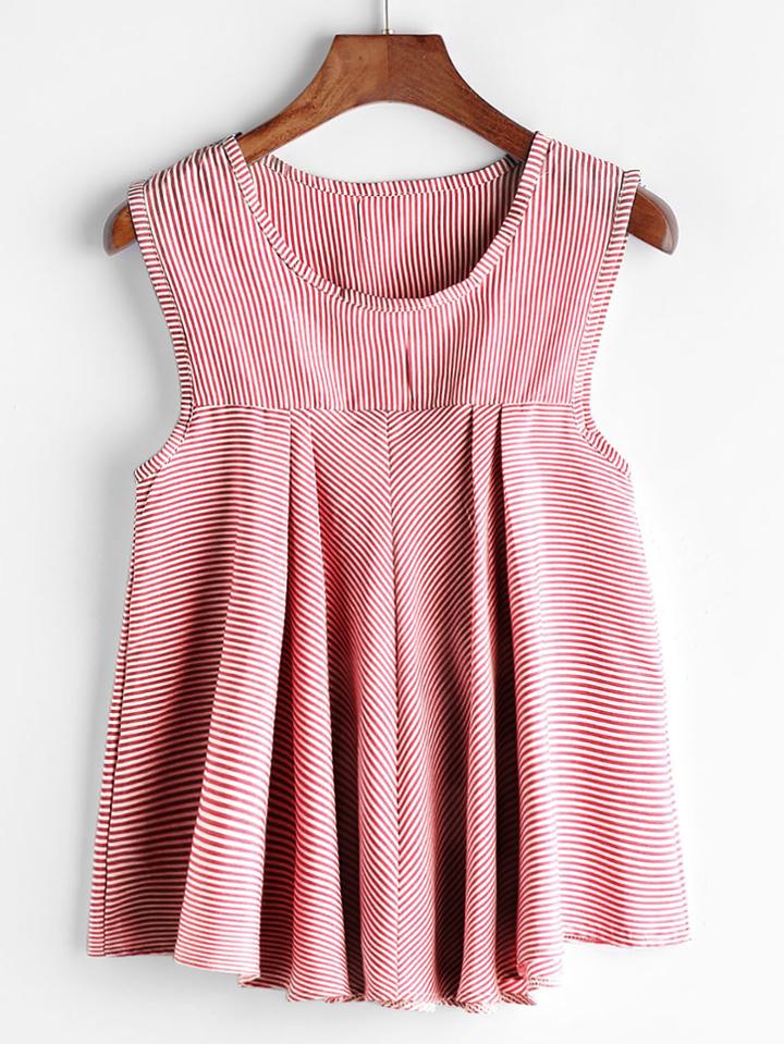 Shein Pinstripe Pleated Sleeveless Top