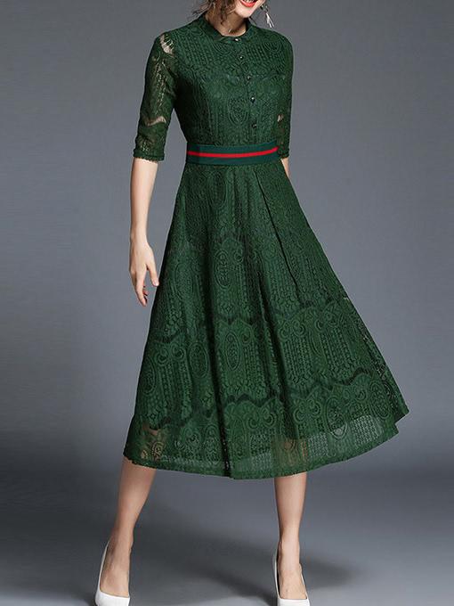 Shein Crew Neck Lace A-line Dress