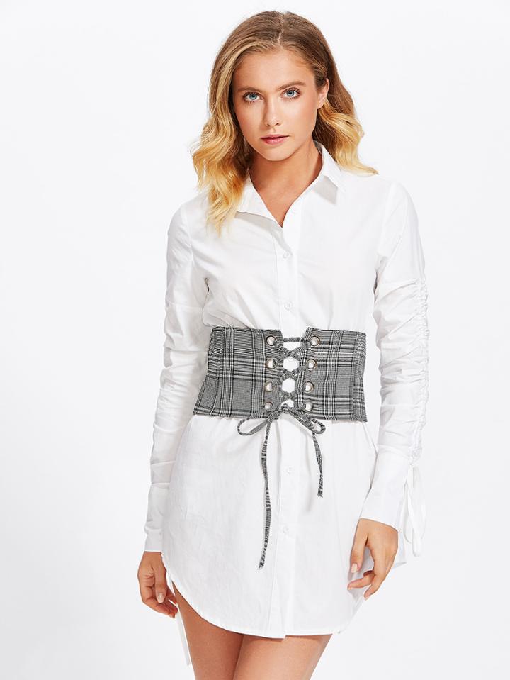 Shein Lace Up Plaid Belt