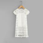 Shein Girls Tassel Hem Lace Dress With Cami Top