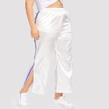 Shein Plus Stripe Tape Side Wide Leg Pants