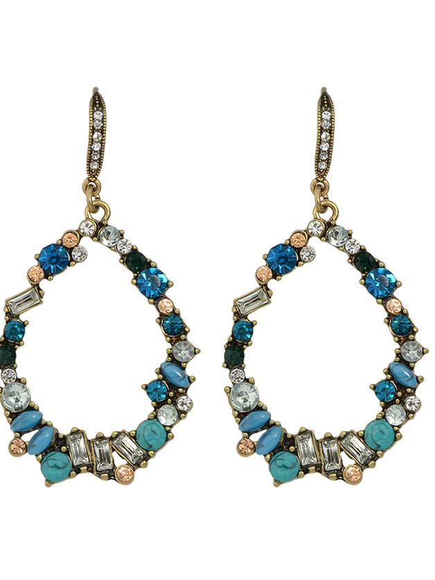 Shein Colorful Rhinestone Long Fashion Drop Earrings