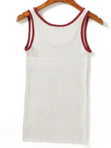 Shein Grey Round Neck Knit Minimalist Slim Vest