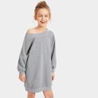 Shein Girls Drop Shoulder Heather Knit Sweatshirt Dress