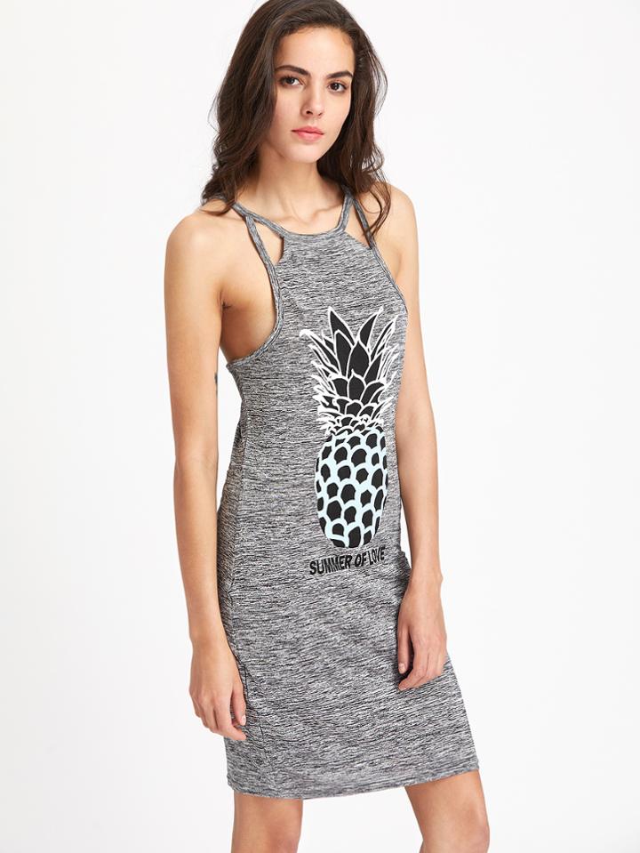 Shein Space Dye Pineapple Print Slip Dress