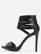 Shein Black Strappy Ankle Cuff Heels