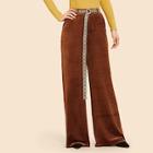 Shein Button Fly Crushed Velvet Pants