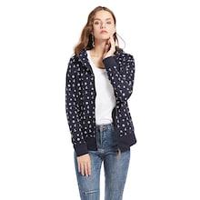 Shein Anchor Pattern Zip Front Hoodie