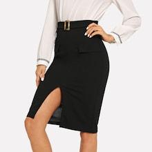 Shein Solid Split Hem Skirt