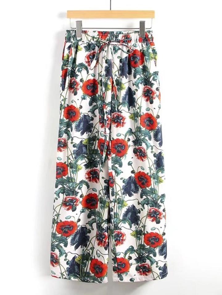 Shein Self Tie Floral Pants