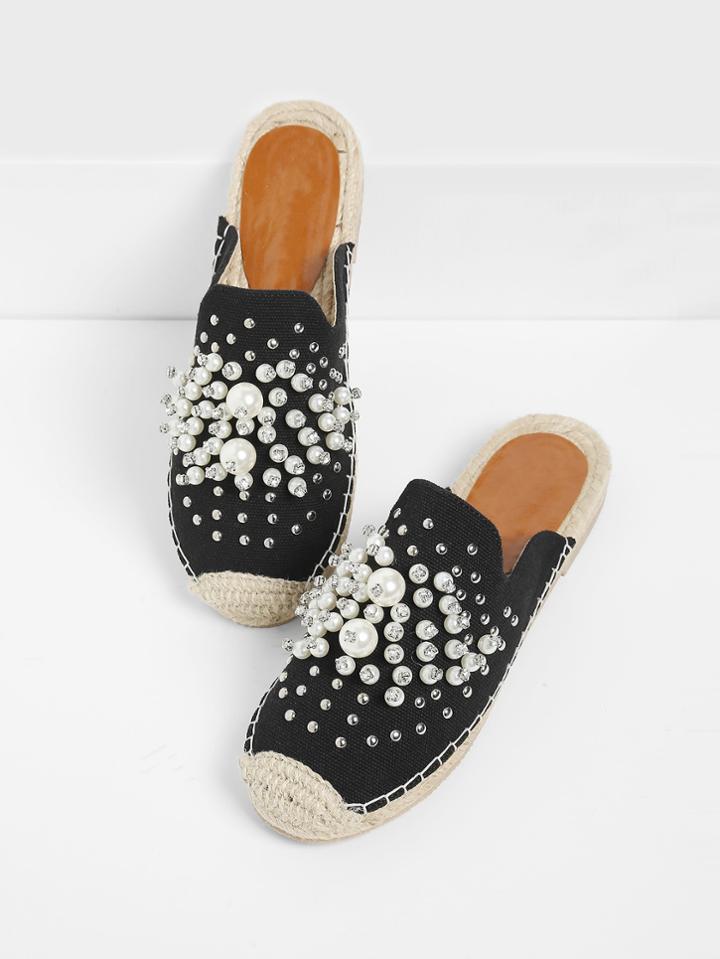 Shein Faux Pearl Decorated Cap Toe Flats