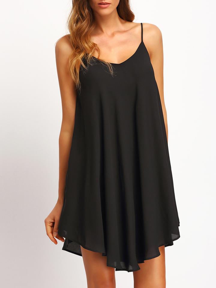 Shein Asymmetrical Hem Criss Cross Back Cami Dress