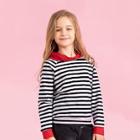 Shein Girls Patched Detail Striped Hooded Sweatshirt