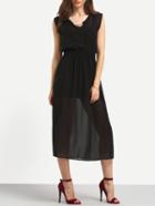 Shein Black Chiffon Cut Out Dress With Cami Dress