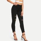 Shein Ripped Skinny Solid Jeans