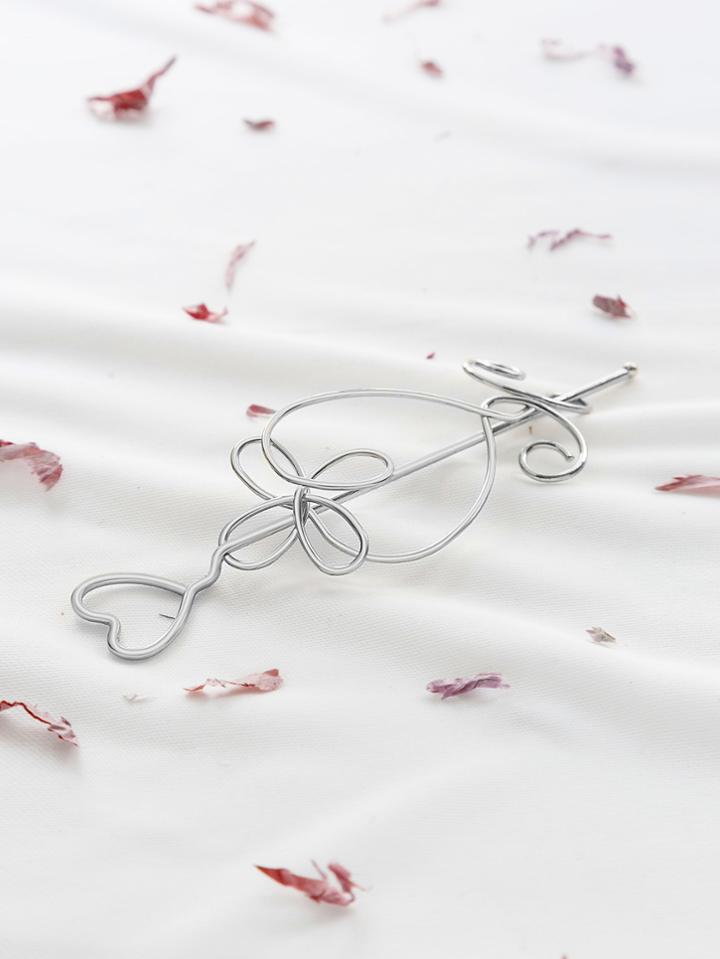 Shein Silver Flower Knot Hair Slide