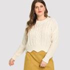 Shein Plus Cable Knit Scalloped Sweater