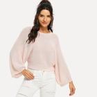 Shein Batwing Sleeve Solid Sweater