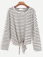 Shein Drop Shoulder Tie Front Striped T-shirt