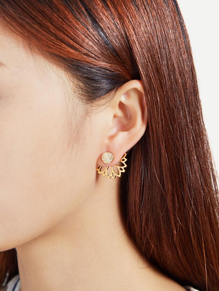 Shein Rhinestone Hollow Lotus Design Ear Jacket