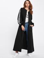 Shein Striped Sleeve Maxi Bomber Coat