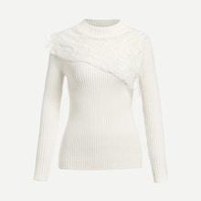 Shein Lace Applique Slim Fitted Ribbed Jumper