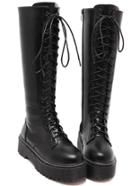 Shein Black Side Zipper Thick-soled Lace Up Knee Boots
