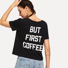 Shein Slogan Print Back Tee