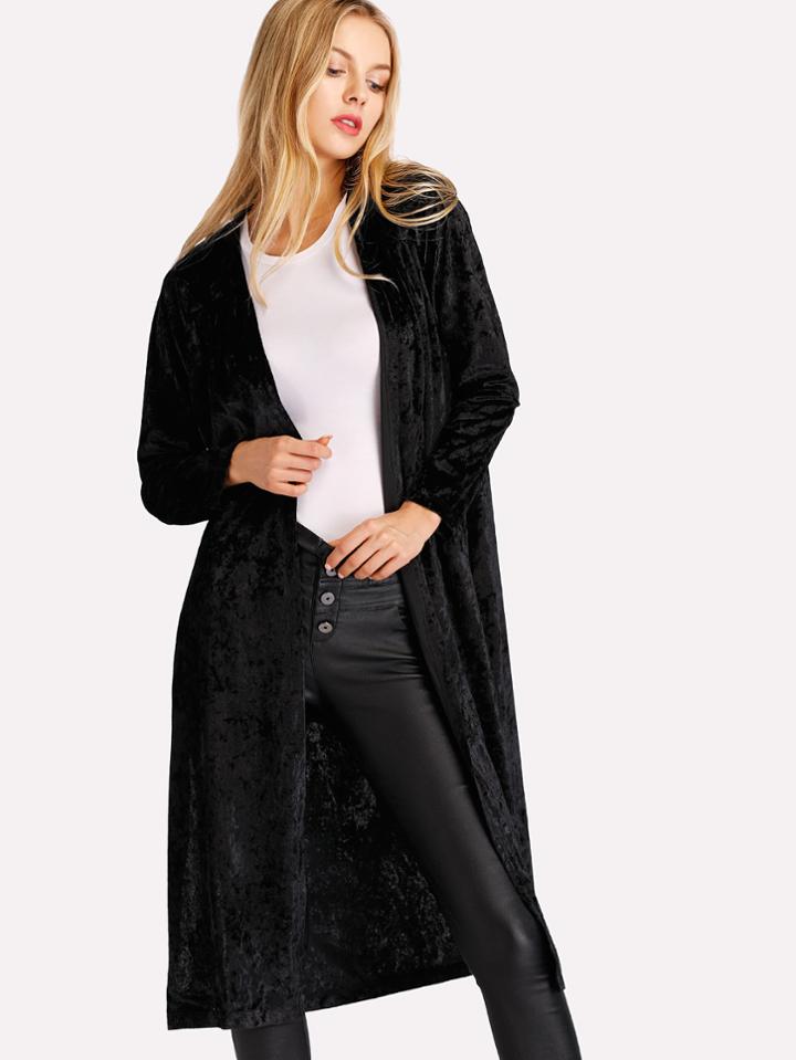 Shein Crushed Velvet Slit Side Coat