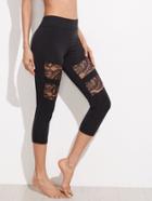Shein Lace Insert Crop Bandage Leggings