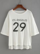 Shein Varsity Rolled High Low T-shirt