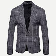 Shein Men Single Button Slit Back Plaid Blazer