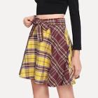 Shein Self Tie Plaid Skirt