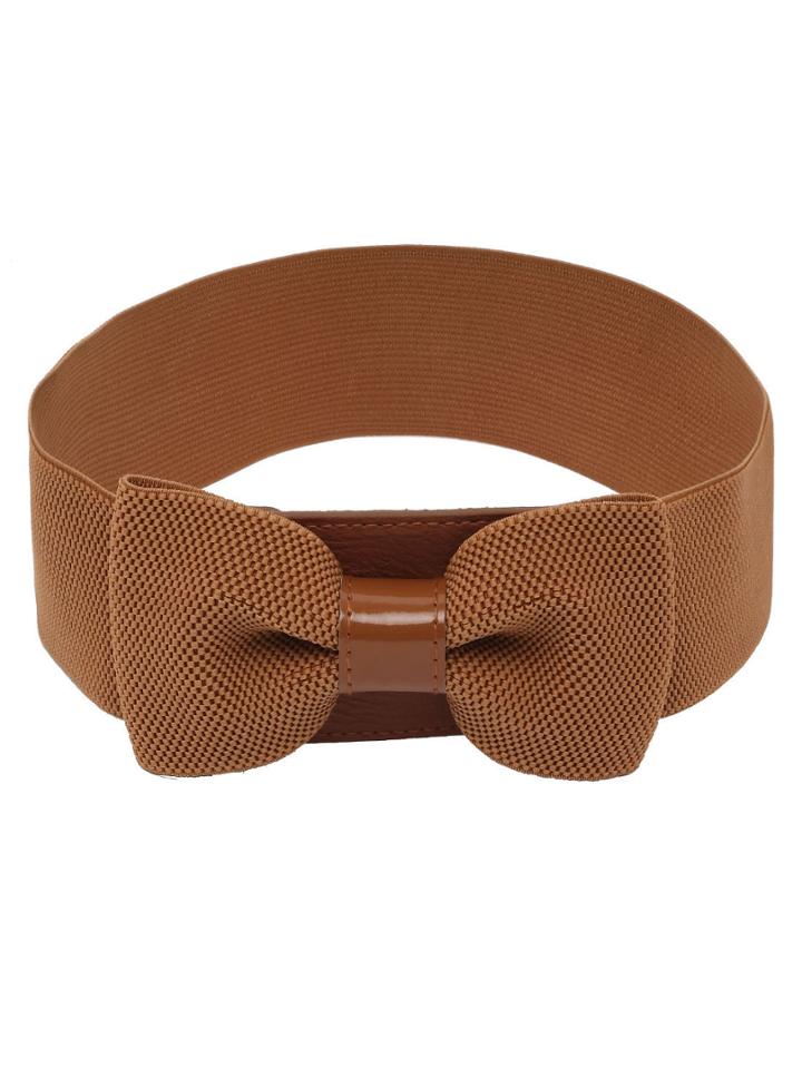 Shein Bow Front Tan Wide Elastic Belt