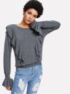 Shein Ruffle Trim Flounce Sleeve Tee