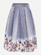 Shein Flower And Stripe Print Volume Skirt