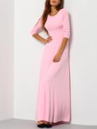 Shein Elbow Sleeve Maxi Pink Dress