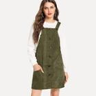 Shein Button Front Solid Corduroy Dress