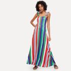 Shein Ruffle Strap Fit And Flare Striped Dress
