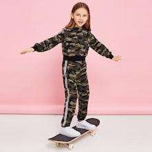 Shein Girls Tape Camo Hoodie & Pants Set